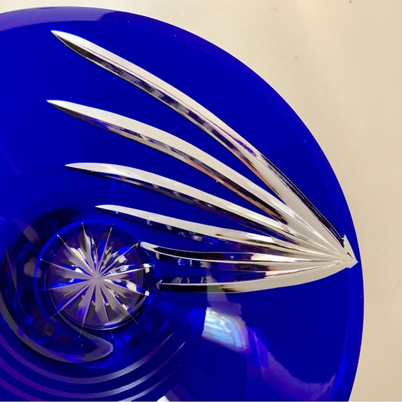Vintage Schonborner Bleikrestall Cobalt Blue Cut Crystal Glass Bowl - Picture 5 of 14